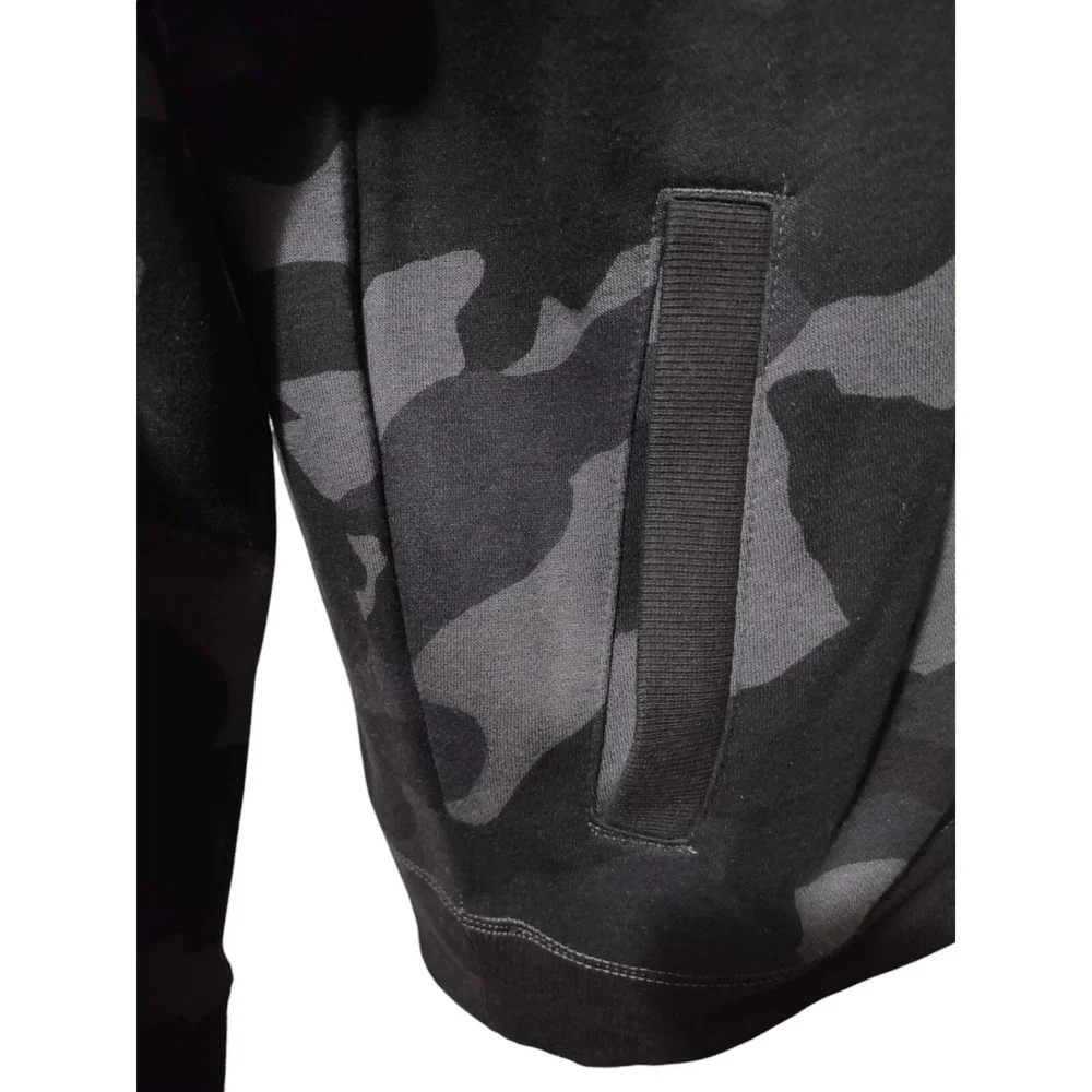 All in Motion Jacket Men's M‎ Gray Camo Full Zip Hooded Fleece Lined Drawstring